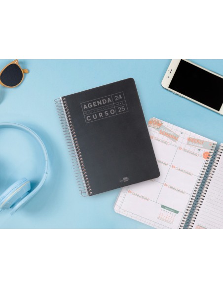 Agenda escolar liderpapel ano 24 25 curso basic negro dia pagina a5