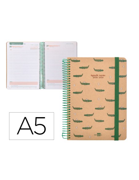 Agenda escolar liderpapel ano 24 25 escolar classic crocodile dia pagina a5 tetra