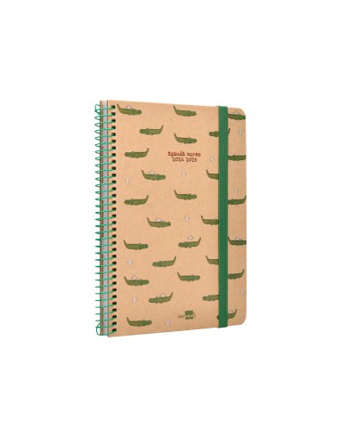 Agenda escolar liderpapel ano 24 25 escolar classic crocodile 2 dias pagina a5 papel fsc banda elastica