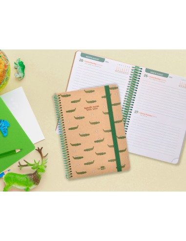 Agenda escolar liderpapel ano 24 25 escolar classic crocodile 2 dias pagina a5 papel fsc banda elastica
