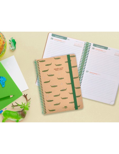 Agenda escolar liderpapel ano 24 25 escolar classic crocodile 2 dias pagina a5 papel fsc banda elastica