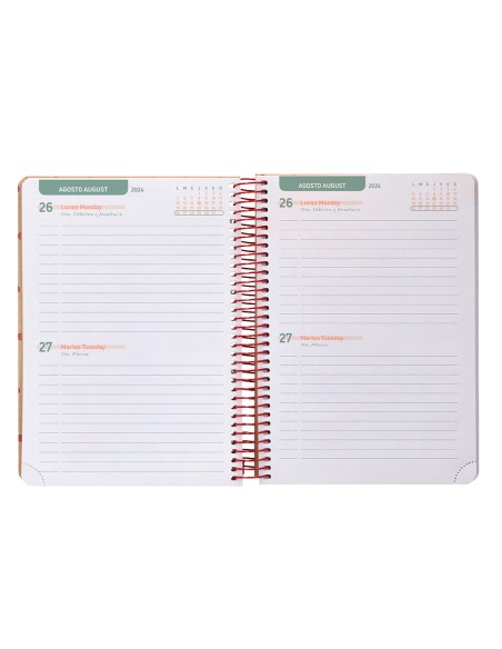 Agenda escolar liderpapel ano 24 25 escolar classic smile 2 dias pagina a5 papel fsc banda elastica