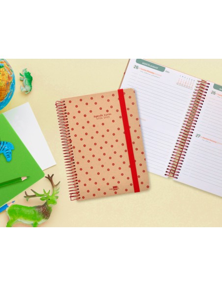 Agenda escolar liderpapel ano 24 25 escolar classic smile 2 dias pagina a5 papel fsc banda elastica