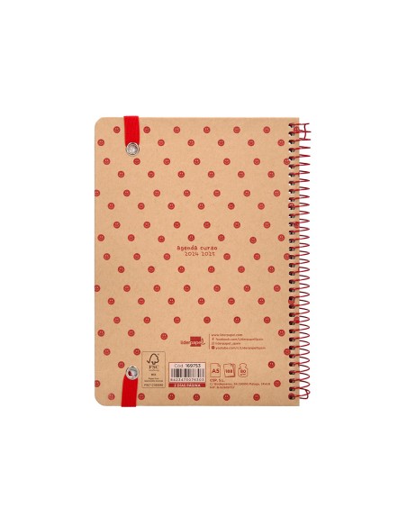 Agenda escolar liderpapel ano 24 25 escolar classic smile 2 dias pagina a5 papel fsc banda elastica