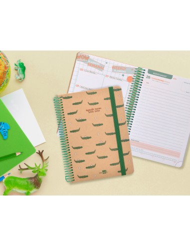 Agenda escolar liderpapel ano 24 25 escolar classic crocodile dia pagina a5 papel fsc banda elastica