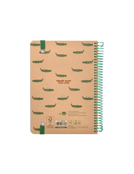 Agenda escolar liderpapel ano 24 25 escolar classic crocodile dia pagina a5 papel fsc banda elastica
