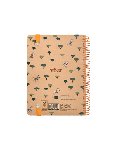 Agenda escolar liderpapel ano 24 25 escolar classic zebra dia pagina a5 papel fsc banda elastica