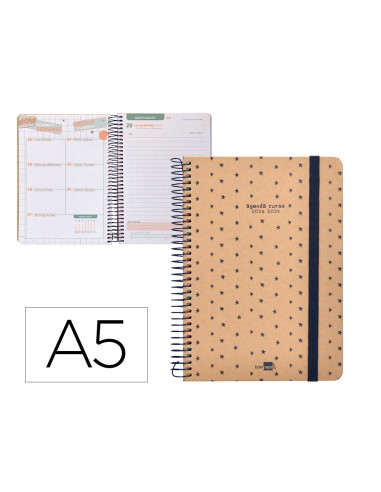 Agenda escolar liderpapel ano 24 25 escolar classic stars dia pagina a5 papel fsc banda elastica