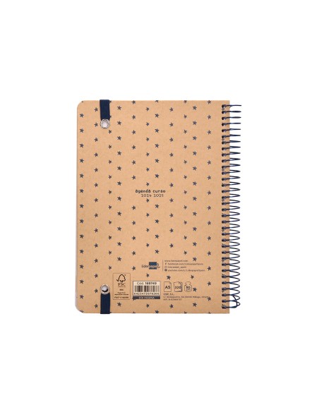 Agenda escolar liderpapel ano 24 25 escolar classic stars dia pagina a5 papel fsc banda elastica