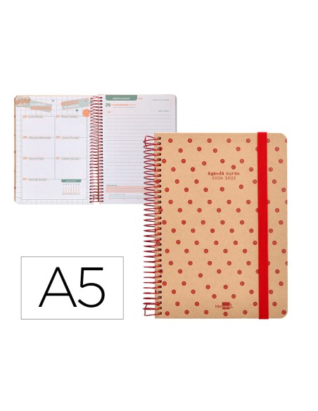 Agenda escolar liderpapel ano 24 25 escolar classic smile dia pagina a5 papel fsc banda elastica