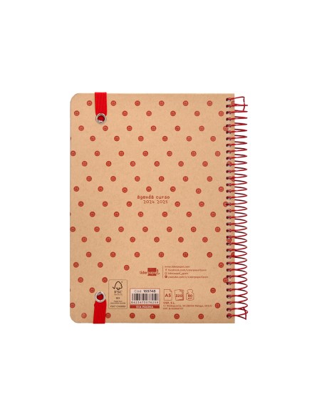 Agenda escolar liderpapel ano 24 25 escolar classic smile dia pagina a5 papel fsc banda elastica