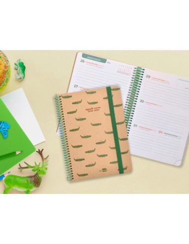 Agenda escolar liderpapel ano 24 25 escolar classic crocodile semana vista a5 papel fsc banda elastica