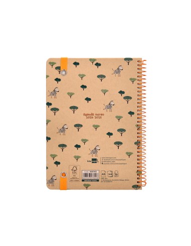 Agenda escolar liderpapel ano 24 25 escolar classic zebra semana vista a5 papel fsc banda elastica