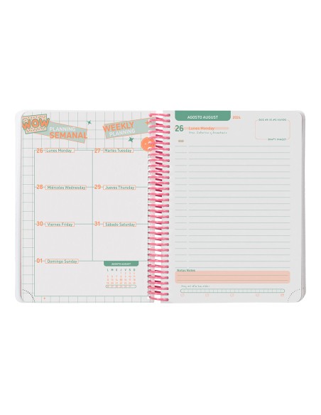 Agenda escolar liderpapel ano 24 25 escolar basic rosa dia pagina a5