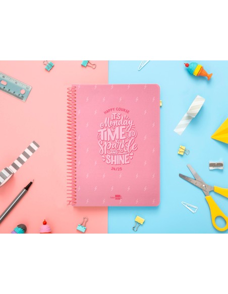 Agenda escolar liderpapel ano 24 25 escolar basic rosa dia pagina a5