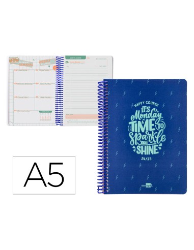 Agenda escolar liderpapel ano 24 25 escolar basic azul dia pagina a5