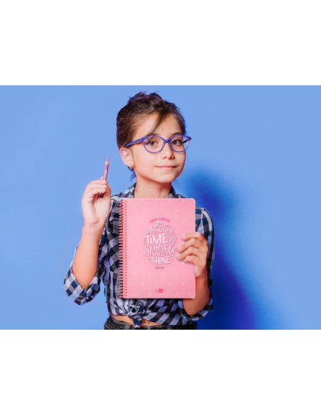 Agenda escolar liderpapel ano 24 25 escolar basic rosa semana vista a5