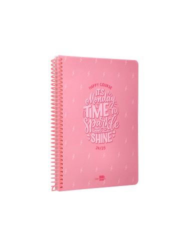 Agenda escolar liderpapel ano 24 25 escolar basic rosa semana vista a5