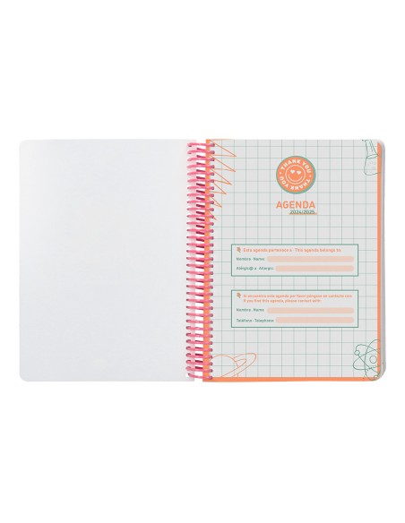 Agenda escolar liderpapel ano 24 25 escolar basic rosa semana vista a5