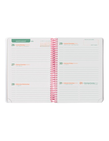 Agenda escolar liderpapel ano 24 25 escolar basic rosa semana vista a5