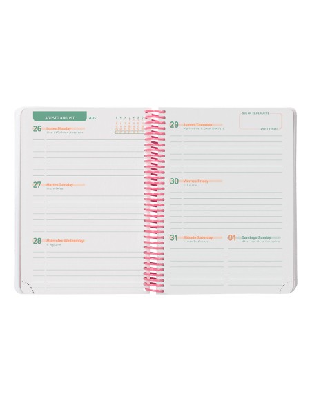 Agenda escolar liderpapel ano 24 25 escolar basic rosa semana vista a5