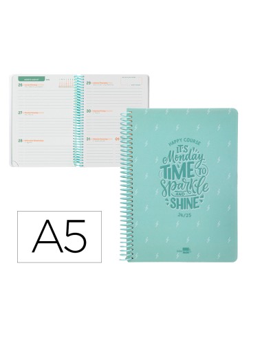 Agenda escolar liderpapel ano 24 25 escolar basic menta semana vista a5