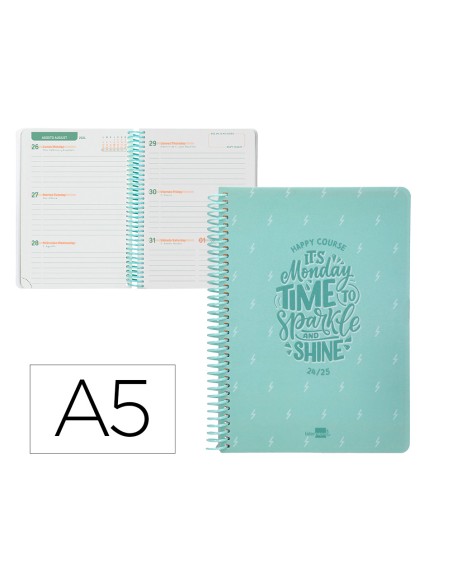 Agenda escolar liderpapel ano 24 25 escolar basic menta semana vista a5