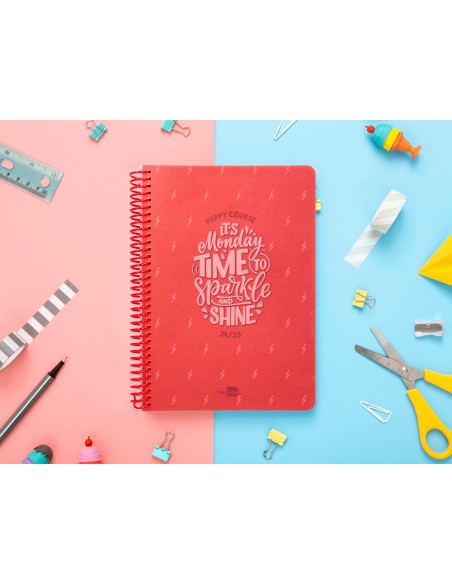 Agenda escolar liderpapel ano 24 25 escolar basic rojo semana vista a5