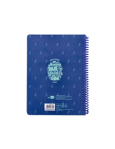 Agenda escolar liderpapel ano 24 25 escolar basic azul semana vista a5