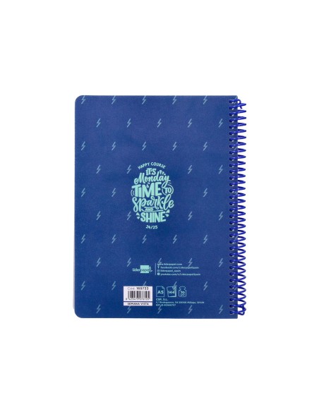 Agenda escolar liderpapel ano 24 25 escolar basic azul semana vista a5