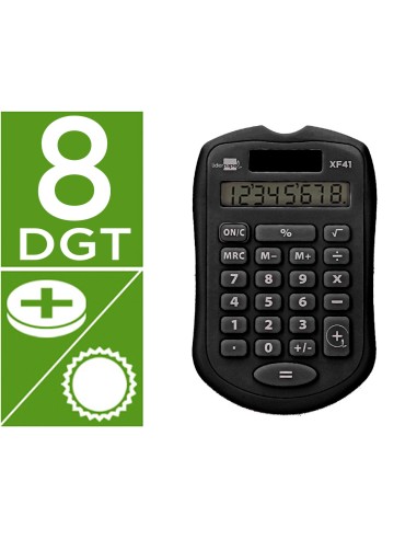 Calculadora liderpapel bolsillo xf43 8 digitos solar y pilas color negro 94x595x105mm