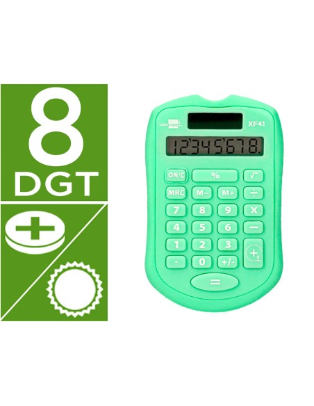 Calculadora liderpapel bolsillo xf42 8 digitos solar y pilas color verde 94x595x105mm Calculadora liderpapel bolsillo xf42 8 digitos solar y pilas color verde 94x595x105mm