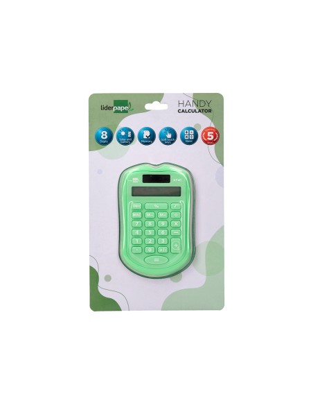 Calculadora liderpapel bolsillo xf42 8 digitos solar y pilas color verde 94x595x105mm Calculadora liderpapel bolsillo xf42 8 digitos solar y pilas color verde 94x595x105mm