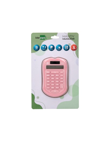 Calculadora liderpapel bolsillo xf41 8 digitos solar y pilas color rosa 94x595x105mm Calculadora liderpapel bolsillo xf41 8 digitos solar y pilas color rosa 94x595x105mm