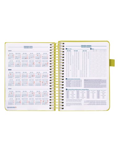 Agenda encuadernada liderpapel neon a5 2025 dia pagina color amarillo papel 70 gr