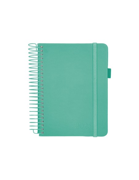 Agenda encuadernada liderpapel neon a5 2025 dia pagina color verde papel 70 gr