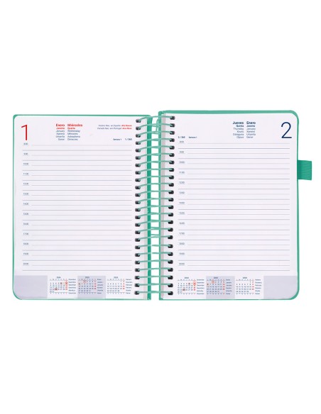 Agenda encuadernada liderpapel neon a5 2025 dia pagina color verde papel 70 gr