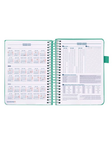 Agenda encuadernada liderpapel neon a5 2025 dia pagina color verde papel 70 gr