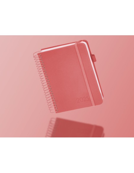 Agenda encuadernada liderpapel neon a5 2025 dia pagina color rosa papel 70 gr