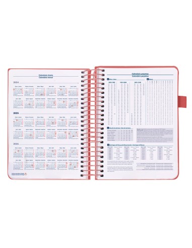 Agenda encuadernada liderpapel neon a5 2025 dia pagina color rosa papel 70 gr