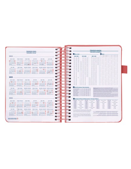 Agenda encuadernada liderpapel neon a5 2025 dia pagina color rosa papel 70 gr