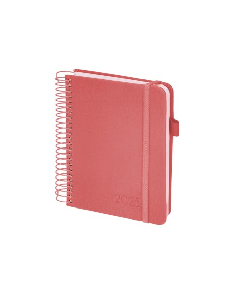 Agenda encuadernada liderpapel neon a5 2025 dia pagina color rosa papel 70 gr