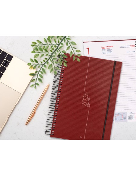 Agenda encuadernada liderpapel olbia a4 2025 dia pagina rojo papel 60 gr