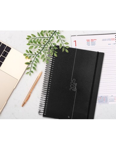 Agenda encuadernada liderpapel olbia a4 2025 dia pagina color negro papel 60 gr