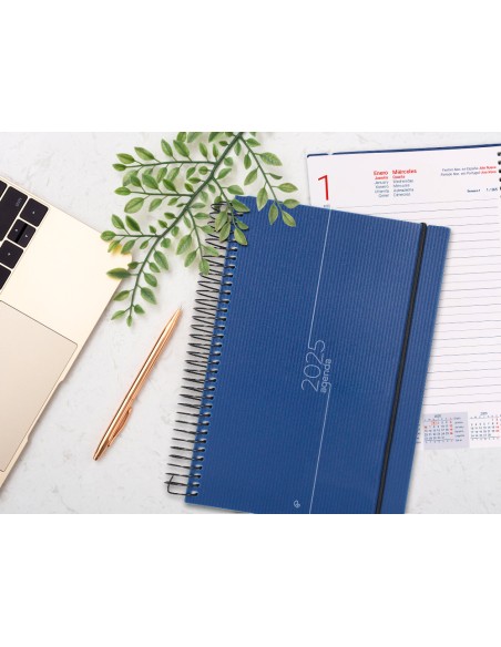 Agenda encuadernada liderpapel olbia a4 2025 dia pagina color azul papel 60 gr
