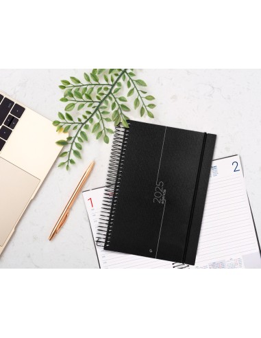 Agenda encuadernada liderpapel olbia a5 2025 dia pagina color negro papel 60 gr