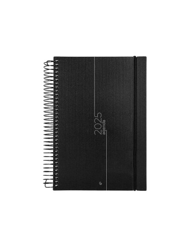 Agenda encuadernada liderpapel olbia a5 2025 dia pagina color negro papel 60 gr