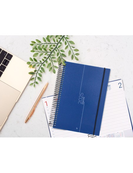 Agenda encuadernada liderpapel olbia a5 2025 dia pagina color azul papel 60 gr