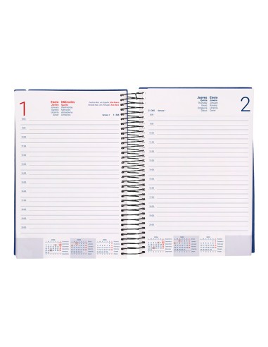 Agenda encuadernada liderpapel olbia a5 2025 dia pagina color azul papel 60 gr