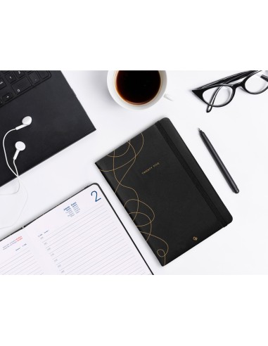 Agenda encuadernada liderpapel efira a5 2025 dia pagina color negro papel 70 gr